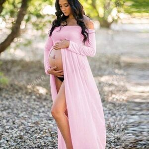 SHEIN Pink Off-Shoulder Maternity Dress
